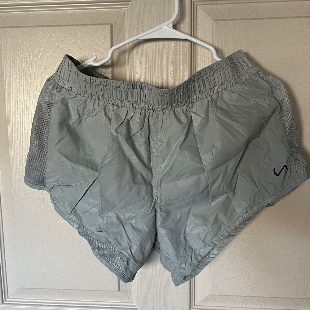 White/silver athletic shorts